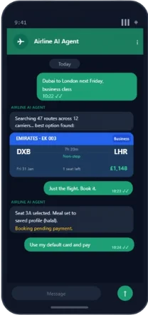 Agentic commerce inside WhatsApp on a phone